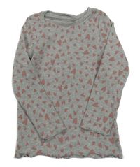 Šedé melírované žebrované triko se srdíčky Nutmeg