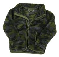 Tmavošedo-khaki army chlpatá prepínaci mikina Ergee