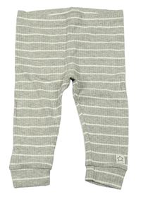 Sivo-biele pruhované rebrované ľahké tepláky F&F