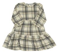 Smetanovo-sivo-béžové kockované úpletové šaty Primark