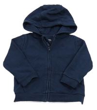 Tmavomodrá prepínaci mikina s výšivkou a kapucňou F&F