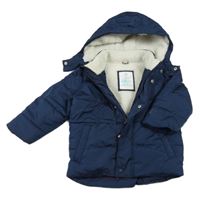 Tmavomodrá šusťáková zateplená bunda s kapucí GAP