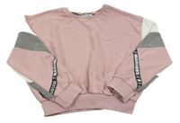 Starorůžovo-bielo-sivá crop mikina