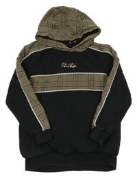 Čierno-hnedá mikina s kockovaným vzorom a kapucňou George