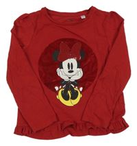 Tmavočervené triko s Minnie s flitry C&A