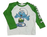 Bílo-zelené triko se Šmoulou H&M