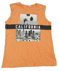 Korálové tielko s mrakodrapy a palmami H&M