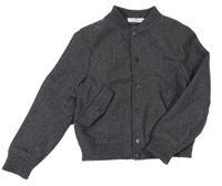 Tmavošedá melírovaná flaušová podšitá bunda H&M