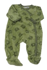 Khaki plyšový overal s medvědy Ergee