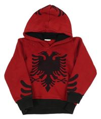 Červeno-čierna mikina s orlicí a kapucňou