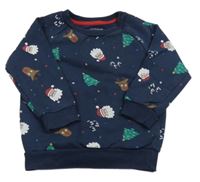 Tmavomodrá mikina s vánočními obrázky Primark