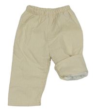 Béžové pruhované zateplené nohavice