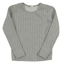 Sivé vzorované rebrované úpletové thermo tričko Shein