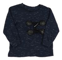 Tmavomodré melírované tričko s gombíkmi Matalan