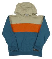 Modro-béžovo-oranžová mikina s kapucňou Pep&Co