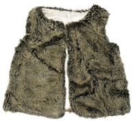 Hnedo-čierna kožušinová podšitá vesta F&F