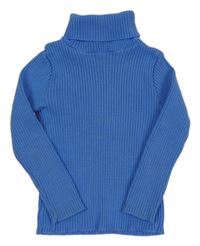 Modrý rebrovaný svetrový rolák