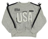 Šedá mikina s nápisem a pruhy na rukávech Zara