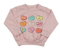 Svetloružová mikina so srdiečkami