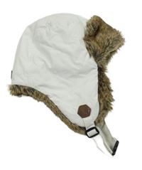 Bílá šusťáková zateplená beranice s kožešinou