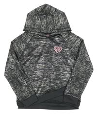 Sivo-strieborná melírovaná športová mikina s kapucňou