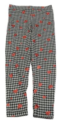 Černo-šedé vzorované úpletové tregíny se srdíčky George