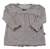 Sivo-ružové kvetované tričko