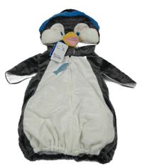 Nové - bílo-šedý plyšový kostým tučňáka