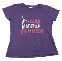 Fialové tričko s nápisom Fruit of the Loom