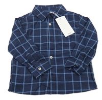 Nové - tmavomodrá kostkovaná košile mango