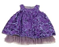 Fialová kvetovaná zamatová tunika