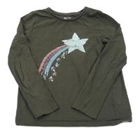 Tmavošedé triko s kometou z flitrů Tu