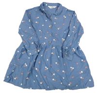 Modré lehké květované šaty s límečkem H&M