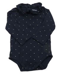 Tmavomodré vzorované body s volánkem Vertbaudet