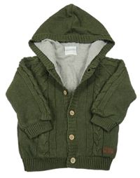 Tmavozelený vzorovaný podšitý prepínaci sveter s kapucňou Topomini