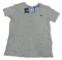 Nové - sivé melírované tričko s výšivkou