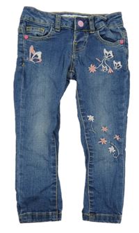 Modré skinny rifle s motýlikmi Denim Co.