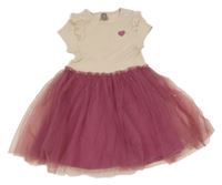 Pudrovo-fuchsiové tylové šaty Pep&Co