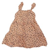 Meruňkovo-čierne vzorované ľahké šaty Primark