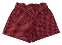 Červeno-čierne vzorované kraťasy s opaskom Primark
