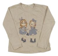 Béžové triko s dívkami 