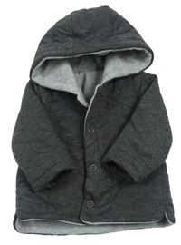 Tmavošedý melírovaný prošívaný zateplený kabátek s kapucňou Nutmeg