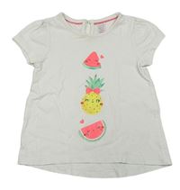 Biele tričko s melónmi a ananasom C&A