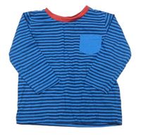 Modro-tmavomodré pruhované tričko s vreckom St. Bernard