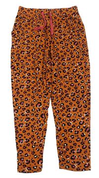 Oranžovo-čierne voľné é tepláky s leopardím vzorom Matalan