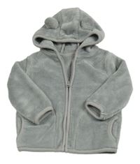 Sivá prepínaci plyšová mikina s kapucňou