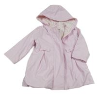Světlerůžový voděodolný jarní kabátek s mašľami a kapucňou