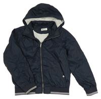 Tmavomodrá šusťáková jarní bunda s kapucí H&M