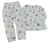 Bílo-lila plyšové pyžama s Annou a Elsou Next