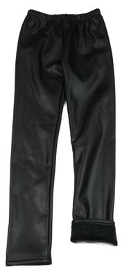 Černé lesklé zateplené legíny 